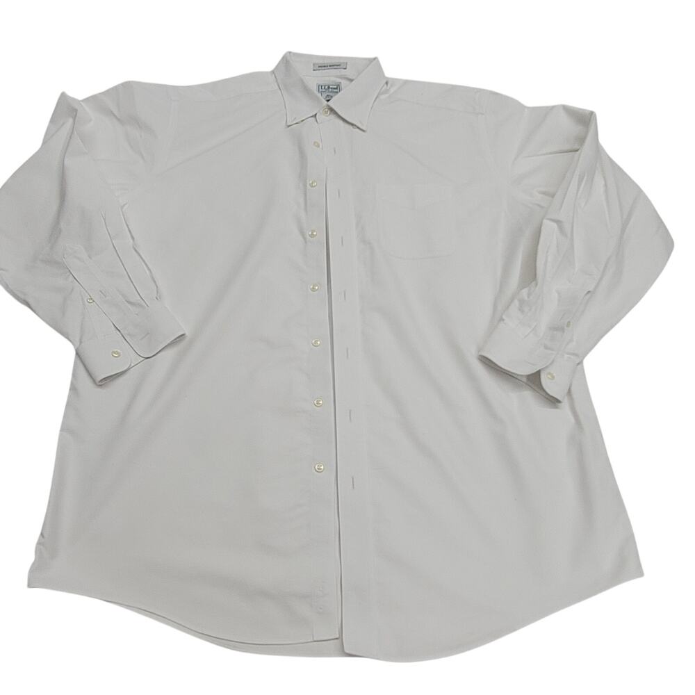 LL Bean Mens Shirt 17.5 36 White Button Down Long Sleeve Wrinkle Resistant